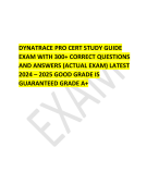  DYNATRACE PRO CERT STUDY GUIDE EXAM WITH 300+ CORRECT QUESTIONS AND ANSWERS (ACTUAL EXAM) LATEST 2024 – 2025 GOOD GRADE IS GUARANTEED GRADE A+