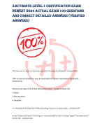 XACTIMATE LEVEL 1 CERTIFICATION EXAM  NEWEST 2024 ACTUAL EXAM 100 QUESTIONS  AND CORRECT DETAILED ANSWERS (VERIFIED  ANSWERS) 