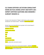 CLC EXAM CERTIFIED LACTATION CONSULTANT EXAM (ACTUAL EXAM) LATEST 2024 WITH 150+ EXPERT CERTIFIED QUSTIONS AND ANSWERS I ALREADY GRADED A+   