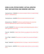 OCRA A-LEVEL PHYSICS PAPER 1 ACTUAL UPDATED 2024  200 QUESTIONS AND ANSWERS 100% PASS