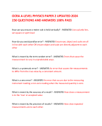 OCRA A-LEVEL PHYSICS PAPER 2 UPDATED 2024  250 QUESTIONS AND ANSWERS 100% PASS 