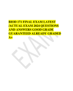 BIOD 171 FINAL EXAM LATEST /ACTUAL EXAM 2024 QUESTIONS AND ANSWERS GOOD GRADE GUARANTEED ALREADY GRADED A+ 