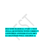 2024 NFHS BASEBALL PART 1 TEST (WIAA) QUESTIONS WITH CORRECT ANSWERED ANSWERS EXAM 100% GUARANTEED WELL GRADED A+ 