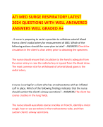 ATI MED SURGE RESPIRATORY LATEST 2024 QUESTIONS WITH WELL ANSWERED ANSWERS WELL GRADED A+ 