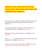 MPOETC STATE CERTIFICATION ACTUAL EXAM LATEST 2024 EXAM QUESTIONS AND ANSWERS WELL GRADE A+ 