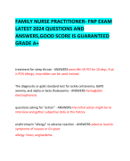 FAMILY NURSE PRACTITIONER- FNP EXAM LATEST 2024 QUESTIONS AND ANSWERS,GOOD SCORE IS GUARANTEED GRADE A+   
