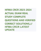 HFMA CRCR 2023-2024 ACTUAL EXAM REAL STUDY COMPLETE QUESTIONS AND VERIFIED CORRECT SOLUTIONS,// HFMA CRCR LATEST UPDATE  