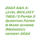 2023 AQA AS BIOLOGY 7401/2 Paper 2 Question Paper & Mark scheme (Merged) June 2023 [VERIFIED]