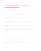 TENNESSEE LIFE INSURANCE REAL EXAM QUESTIONS AND  ANSWERS//ALREADY GRADED A+