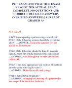 PCT EXAM AND PRACTICE EXAM  NEWEST 2024 ACTUAL EXAM  COMPLETE 300 QUESTIONS AND  CORRECT DETAILED ANSWERS  (VERIFIED ANSWERS) | ALREADY  GRADED A+
