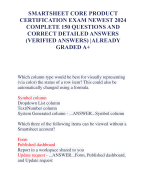 SMARTSHEET CORE PRODUCT  CERTIFICATION EXAM NEWEST 2024  COMPLETE 150 QUESTIONS AND  CORRECT DETAILED ANSWERS  (VERIFIED ANSWERS) |ALREADY  GRADED A+