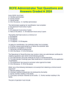 RCFE Administrator Test Questions and Answers Graded A 2024