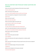 BIOS 252 ANATOMY AND PHYSIOLOGY EXAM2 QUESTIONS AND  ANSWERS