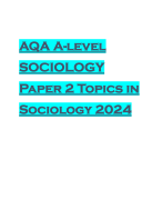 AQA A-level SOCIOLOGY Paper 2 Topics in Sociology 2024