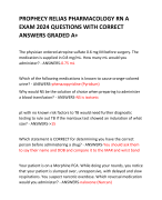 PROPHECY RELIAS PHARMACOLOGY RN A EXAM 2024 QUESTIONS WITH CORRECT ANSWERS GRADED A+ 