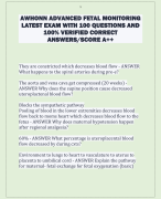 AWHONN ADVANCED FETAL MONITORING  LATEST EXAM WITH 100 QUESTIONS AND  100% VERIFIED CORRECT  ANSWERS/SCORE A++
