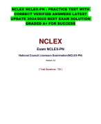 NCLEX Exam NCLEX-PN ALL 725 QUESTIONS WITH ANSWERS 100% Correct