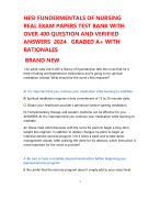 HESI FUNDERMENTALS OF NURSING  REAL EXAM PAPERS TEST BANK WITH  OVER 400 QUESTION AND VERIFIED  ANSWERS 2024 GRADED A+ WITH  RATIONALES  BRAND NEW