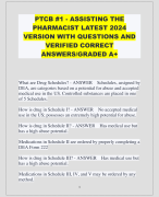 PTCB #1 - ASSISTING THE  PHARMACIST LATEST 2024  VERSION WITH QUESTIONS AND  VERIFIED CORRECT  ANSWERS/GRADED A+