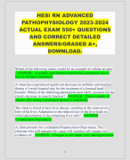 HESI RN ADVANCED  PATHOPHYSIOLOGY 2023-2024  ACTUAL EXAM 550+ QUESTIONS  AND CORRECT DETAILED  ANSWERS/GRADED A+, DOWNLOAD.
