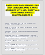 RASMUSSEN PATHOPHYSIOLOGY 2024 VERSION EXAMS 1 AND 2  COMBINED WITH 300+ QUESTIONS  AND VERIFIED CORRECT  ANSWERS/GRADED A+