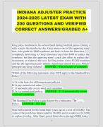 INDIANA ADJUSTER PRACTICE  2024-2025 LATEST EXAM WITH  200 QUESTIONS AND VERIFIED  CORRECT ANSWERS/GRADED A+