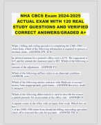 NHA CBCS Exam 2024-2025  ACTUAL EXAM WITH 120 REAL  STUDY QUESTIONS AND VERIFIED  CORRECT ANSWERS/GRADED A+