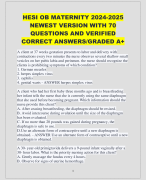 HESI OB MATERNITY 2024-2025  NEWEST VERSION WITH 70  QUESTIONS AND VERIFIED  CORRECT ANSWERS/GRADED A+