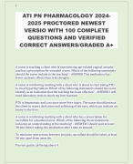 ATI PN PHARMACOLOGY 2024- 2025 PROCTORED NEWEST  VERSIO WITH 100 COMPLETE  QUESTIONS AND VERIFIED  CORRECT ANSWERS/GRADED A+