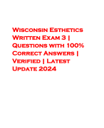 Wisconsin Esthetics Written Exam 3 | Questions with 100% Correct Answers | Verified | Latest Update 2024