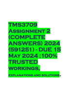 MS3709 Assignment 2 (COMPLETE ANSWERS) 2024 (591251) - DUE 15 May 2024 ;100% TRUSTED workings, explanations and solutions.