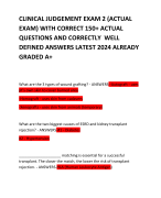 CLINICAL JUDGEMENT EXAM 2 (ACTUAL EXAM) WITH CORRECT 150+ ACTUAL QUESTIONS AND CORRECTLY  WELL DEFINED ANSWERS LATEST 2024 ALREADY GRADED A+         