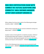 NHA CBCS CERTIFICATION EXAM WITH CORRECT 45+ ACTUAL QUESTIONS AND CORRECTLY  WELL DEFINED ANSWERS LATEST 2024 ALREADY GRADED A+      