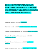 CIDESCO EXAM PREP (ACTUAL EXAM) WITH CORRECT 300+ ACTUAL QUESTIONS AND CORRECTLY  WELL DEFINED ANSWERS LATEST 2024 ALREADY GRADED A+   