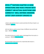 IFSTA 7TH EDITION CHAPTER 13 HOSE OPERATIONS AND HOSE STREAM WITH CORRECT 100 ACTUAL QUESTIONS AND CORRECTLY  WELL DEFINED ANSWERS LATEST 2024 ALREADY GRADED A+     