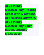 2024 Milady Cosmetology Practice Exam With Questions and Verified Answers// 2023 Milady Cosmetology Exam Review Already GRADED A+