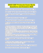 SNHD EMT Protocols Exam Study  Questions and Answers 2024