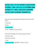 IAHSS EXAMS QUESTIONS AND CORRECTLY  WELL DEFINED ANSWERS LATEST 2024 ALREADY GRADED A+ 