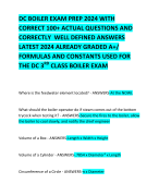 DC BOILER EXAM PREP 2024 WITH CORRECT 100+ ACTUAL QUESTIONS AND CORRECTLY  WELL DEFINED ANSWERS LATEST 2024 ALREADY GRADED A+/ FORMULAS AND CONSTANTS USED FOR THE DC 3RD CLASS BOILER EXAM   
