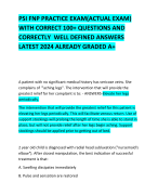 PSI FNP PRACTICE EXAM(ACTUAL EXAM) WITH CORRECT 100+ QUESTIONS AND CORRECTLY  WELL DEFINED ANSWERS LATEST 2024 ALREADY GRADED A+   