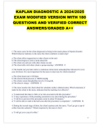 KAPLAN DIAGNOSTIC A 2024/2025  EXAM MODIFIED VERSION WITH 180  QUESTIONS AND VERIFIED CORRECT  ANSWERS/GRADED A++