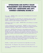 OPERATIONS AND SUPPLY CHAIN  MANAGEMENT 2024 MODIFIED WXAM  WITH 200+ QUESTIONS AND 100%  CORRECT ANSWERS/SCORE A+