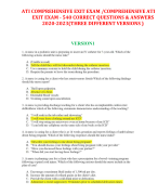 ATI COMPREHENSIVE EXIT EXAM /COMPREHENSIVE ATI  EXIT EXAM - 540 CORRECT QUESTIONS & ANSWERS  2020-2023(THREE DIFFERENT VERSIONS )