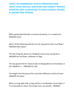 TEXAS CVO COMMERCIAL VEHICLE OPERATION EXAM  LATEST EXAM 2024|ALL QUESTIONS AND CORRECT VERIFIED  ANSWERS|100% GUARANTEED TO PASS!|ALREADY GRADED A+/BRAND NEW VERSION     