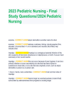 2023 Pediatric Nursing - Final Study Questions//2024 Pediatric Nursing 