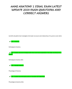 AAMI ANATOMY 1 FINAL EXAM LATEST  UPDATE 2024 EXAM QUESTIONS AND  CORRECT ANSWERS