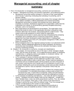 End of chapter summary - Managerial accounting