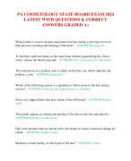PA COSMETOLOGY STATE BOARD EXAM 2024  LATEST WITH QUESTIONS & CORRECT  ANSWERS GRADED A+