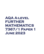 AQA A-level FURTHER MATHEMATICS 7367/1 Paper 1 June 2023