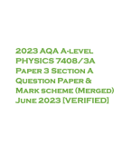 2023 AQA A-level PHYSICS 7408/3A Paper 3 Section A Question Paper & Mark scheme (Merged) June 2023 [VERIFIED]